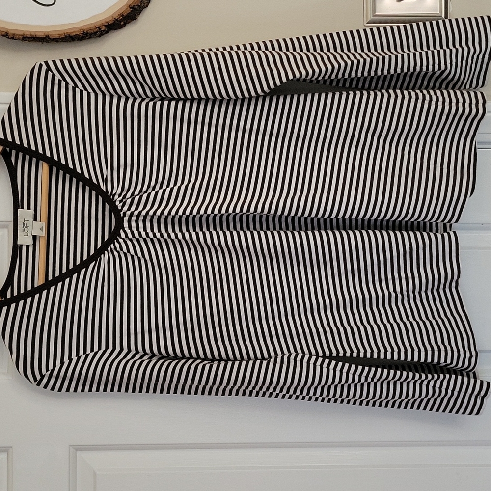 Ann Taylor Loft Brown Striped Shirt Size: XL